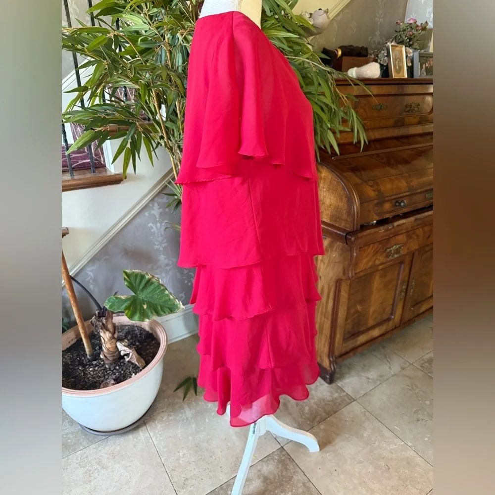 Coldwater Creek ladies fully lined ruffled layer dress size 16 excellent condi - Picture 3 of 16